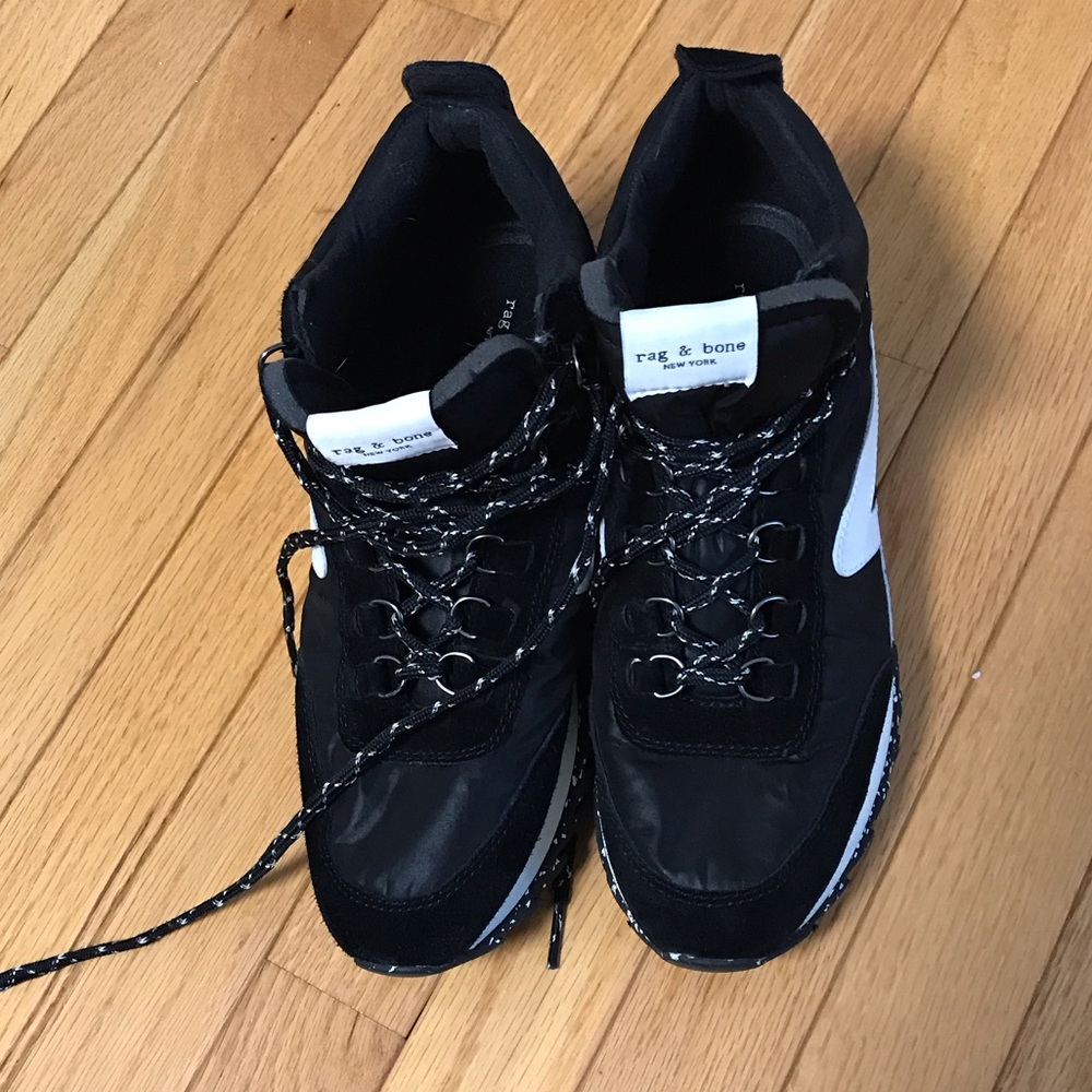 Rag & Bone Black and White Lace-Up Sneakers
